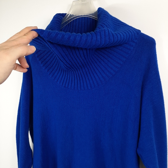 INC Blue Cowl Neck Fold Over Turtleneck Dolman Cro - Picture 3 of 11